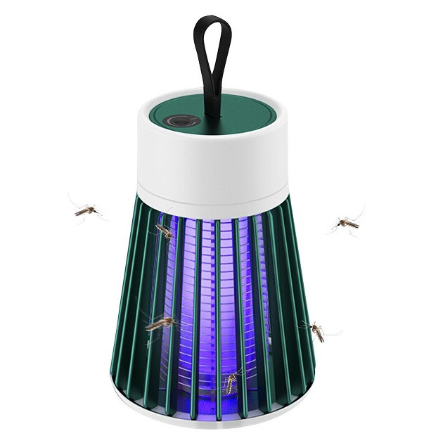 Акція! Пастка-лампа від комах Mosquito killing Lamp BG-002 акумуляторна з LED підсвічуванням та USB-зарядкою Зелена