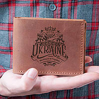 Мужское кожаное портмоне с гравировкой, именной кожаный кошелек для мужчин Черный, 4 карты + монеты, Картонная коробка