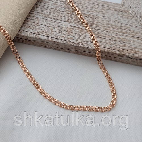 Ланцюжок із золота на шию з плетіння Бісмарк легкий 55 см, фото 1