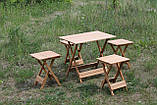 Розкладний дерев'яний столик для пікніка з 4 стільцями Квадратний, фото 2