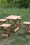Розкладний дерев'яний столик для пікніка з 4 стільцями Квадратний, фото 6