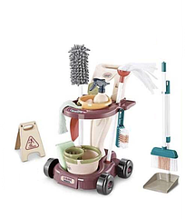 Дитячий набір для прибирання 667-57 20 елементів, візок, відро, совочок, ганчірка, щітка, швабра, пульверизатор від 3 років