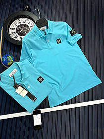 Літня чоловіча футболка Stone Island blue футболка блакитна стон айленд Туреччина принт на грудях і плечі компас