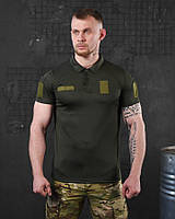 Военная футболка поло хаки, футболка олива с липучками под шевроны, футболка тактическая coolmax поло олива