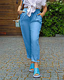 Жіночі зручні лляні брюки Моми на гумці в кольорах великих розмірів, 50 - 60, фото 6