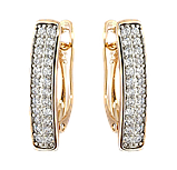Сережки Xuping Позолота 18K + Родій англійський замок "Колечка на дужках із цирконієм" 2 в 1, фото 3