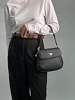 Женская сумка Прада черная Prada Cleo Brushed Leather Mini Bag Black