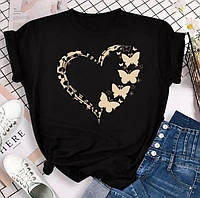 Женская актуальная футболка принт сердце Fmd29