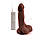 Віброфаломітатор на пульті великий Ділдо на присосці з мошонкою Коричневий (21 см), фото 4