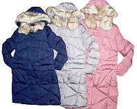 Куртка удлиненная для девочек на меховой подкладке, размеры 16 лет, GRACE,арт. G-60432
