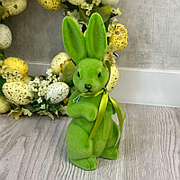 Фігурка декоративна Кролик із бантом з флоковим напиленням 8*21.5см, колір - зелений лайм