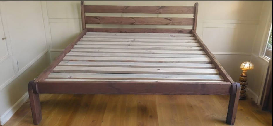 Ліжко двоспальне арт.Анастасія 160х200 з натуральної деревини, покриття масло-воском різних кольорів, фото 1