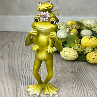 Декоративная лягушка с лягушонком статуэтка из полистоуна 21.5 см