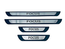 Накладки на пороги Ford Focus 2 2008-2010 (Y-1 хром-пласт) TAN24