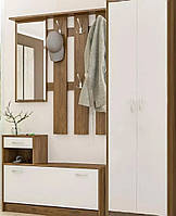 Прихожая с зеркалом и шкафом Орион Дуб барокко, Белый (155.1х27.5х191см) Мебель Сервис