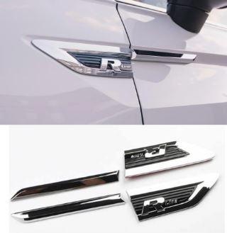 Шильдик емблема напис на багажник Volkswagen Tiguan 2016 - R line Р лайн колір хром