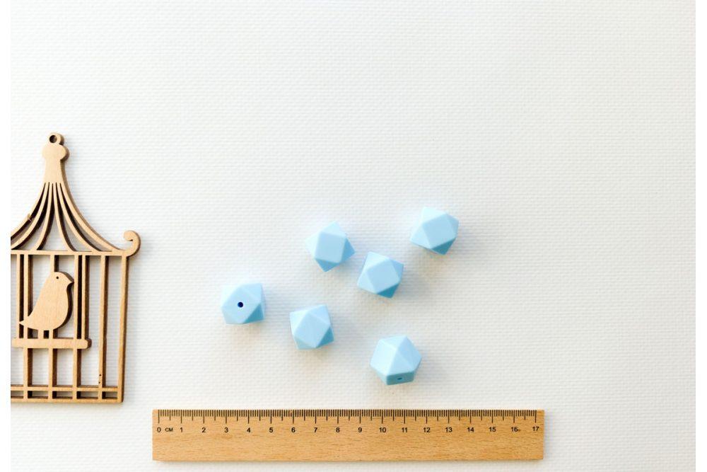 Намистина гексагонова силіконова 14 мм №16 світло-блакитна, фото 1