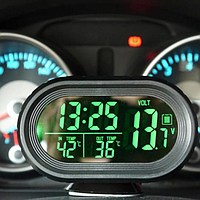 Автомобільний годинник з термометром і вольтметром VST 7009v, годинник в машину електронний світлодіодний 12v - 24v, dr