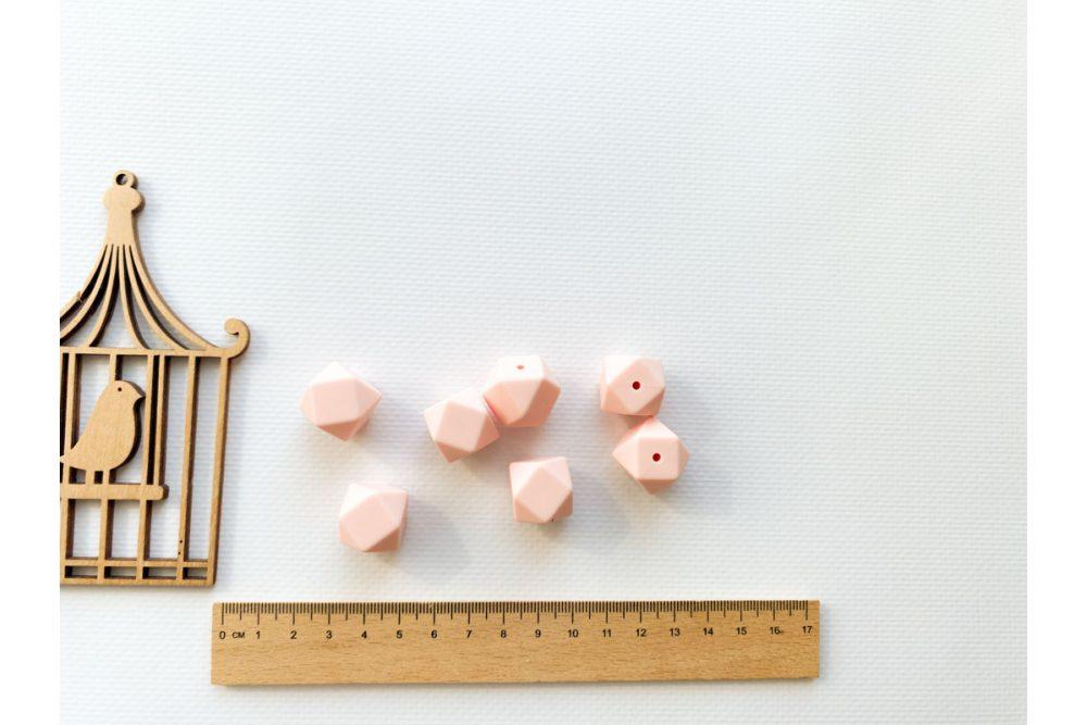 Намистина гексагонова силіконова 14 мм №59 світло-персикова, фото 1