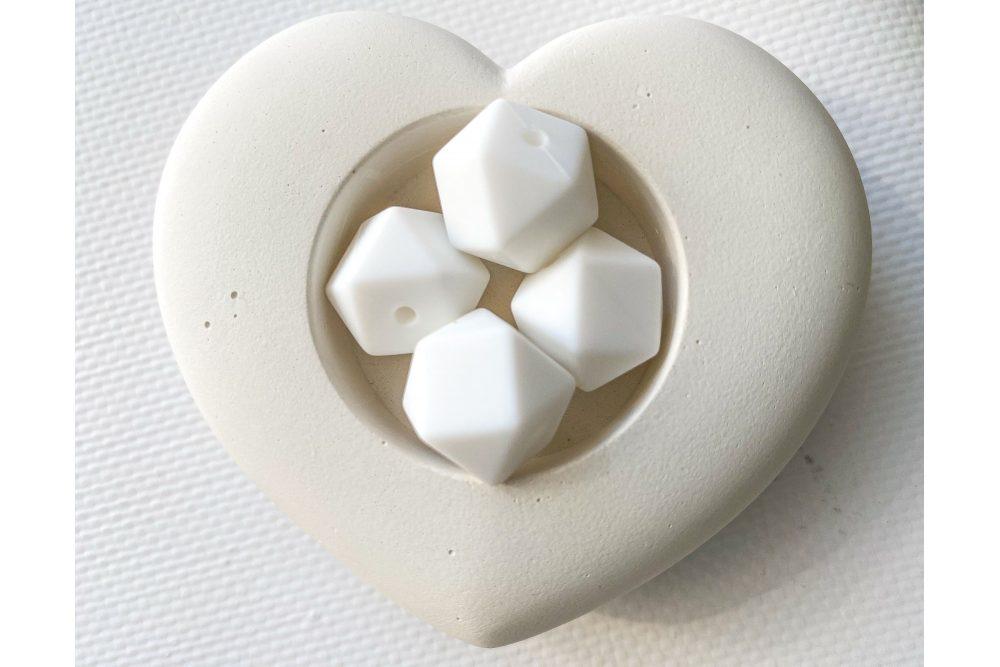 Намистина гексагонова силіконова 17 мм №29 біла, фото 1