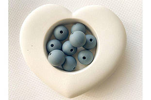 Намистина куля силіконова 15 мм №10 темно-сіра