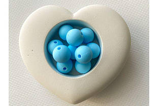 Намистина куля силіконова 15 мм №16 світло-блакитна