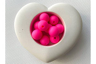 Намистина куля силіконова 15 мм №33 яскраво-рожева