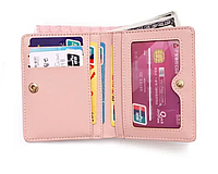 Женский кошелек кожаный с монетницей, маленький кошелек кожа PU, корейский кошелек розовый, dr