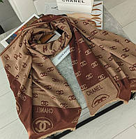 Палантин шарф CHANEL жіночий шарф шанель коричнево-бежевий
