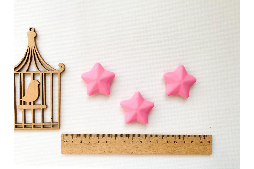 Намистина Зірочка силіконова 40 мм №11 рожева, фото 1