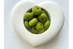 Намистина приплюснута (абакус) силіконова 14 мм №19 мох