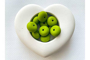 Намистина приплюснута (абакус) силіконова 14 мм №23 зелений горошок