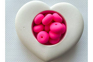 Намистина приплюснута (абакус) силіконова 14 мм №33 яскраво-рожева