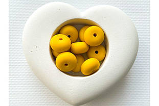 Намистина приплюснута (абакус) силіконова 14 мм №55 гірчиця