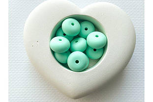 Намистина приплюснута (абакус) силіконова 14 мм №38 м'ятна