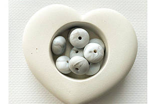 Намистина приплюснута (абакус) силіконова 14 мм №40 сіра мармурова