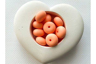 Намистина приплюснута (абакус) силіконова 14 мм №58 персикова