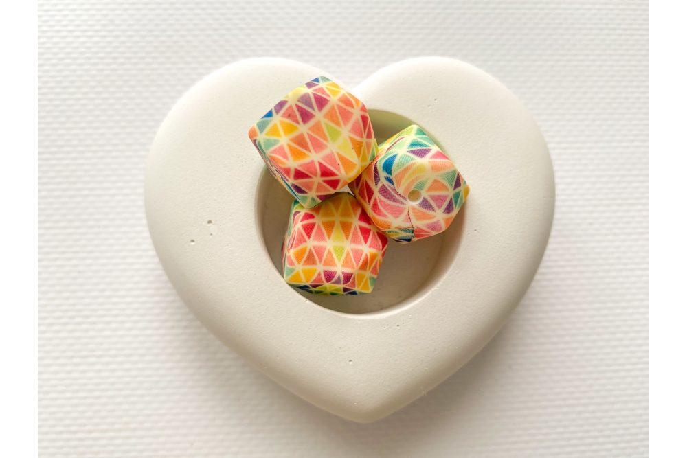 Намистина гексагонова з принтом силіконова 17 мм Мозаїка, фото 1