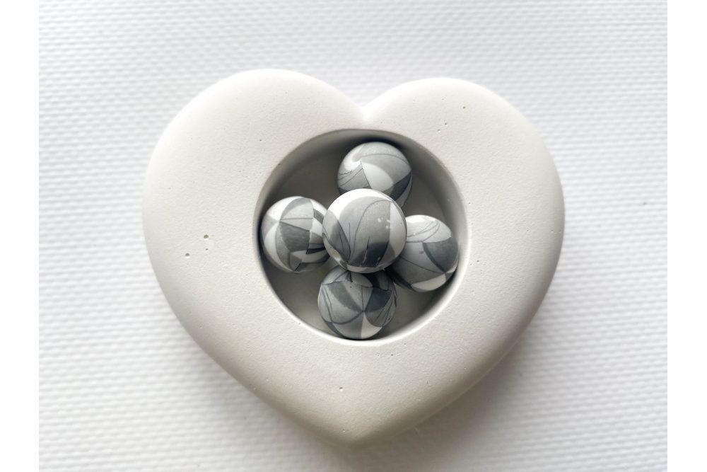 Намистина куля з принтом силіконова 15 мм Геометрик біло-сірий, фото 1