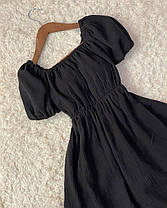 Повітряна жіноча міні сукня з короткими рукавами-ліхтариками муслін Smbr9021, фото 2