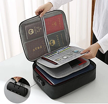 Органайзер для документів А4 з кодовим замком, тришаровий універсальний органайзер, чорний, фото 4