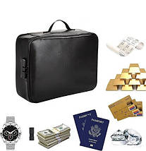 Органайзер для документів А4 з кодовим замком, тришаровий універсальний органайзер, чорний, фото 5