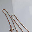 Срібні сережки-протяжки в позолоті з хрестиками в білих фіанітах, фото 5