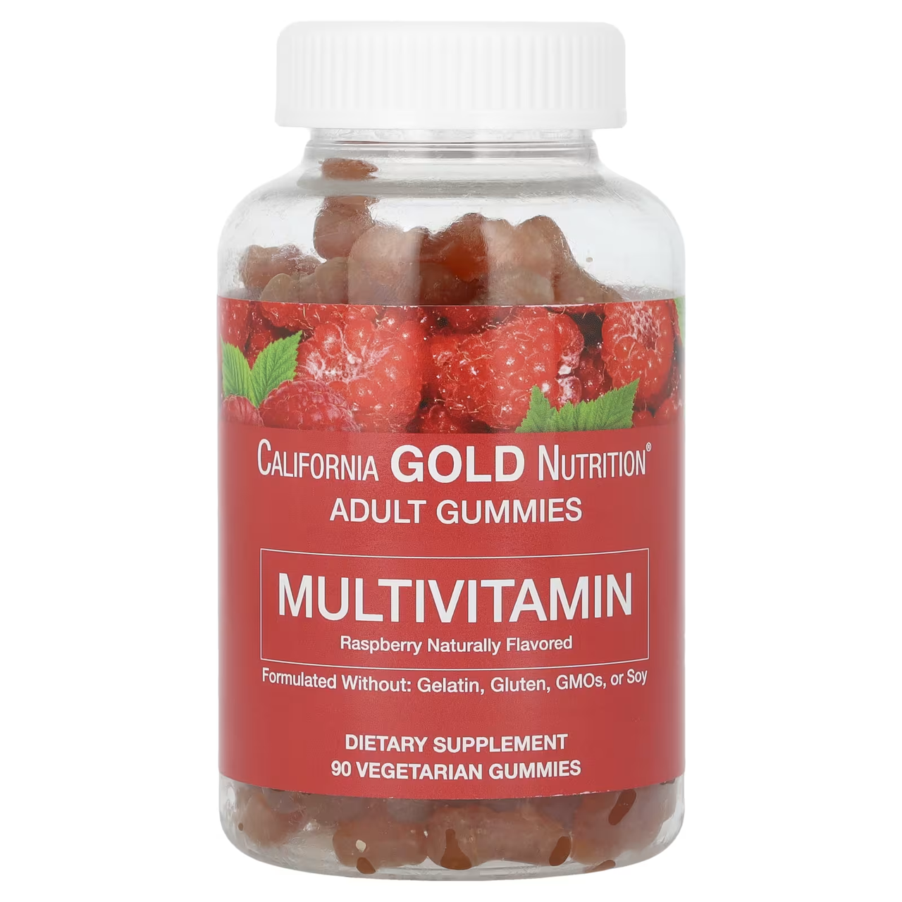 Мультивітаміни для дорослих, малиновий смак, 90 вегетаріанських жувальних мармеладок,  California Gold Nutrition