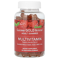 Мультивитамины для взрослых, вкус малины, 90 жевательных конфет, California Gold Nutrition