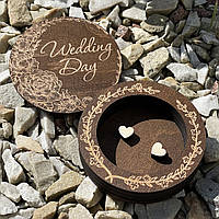 Коробочка для весільних обручок із фанери кругла "Wedding Day"