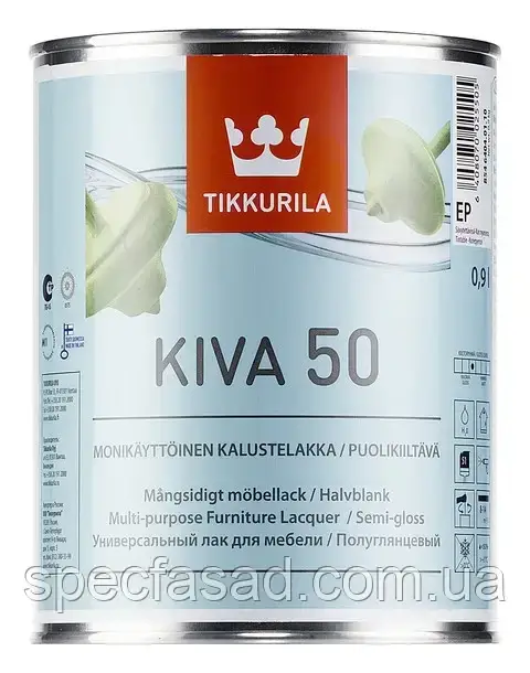 Лак меблевий напівглянцевий Tikkurila KIVA 50 0.9 L