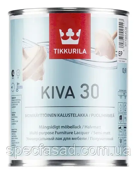 Лак меблевий напівматовий Tikkurila KIVA 30 0.9 L