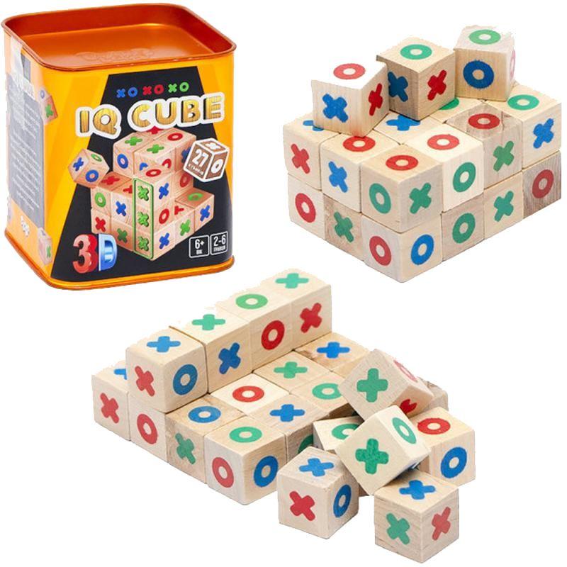 Настільна гра "IQ Cube", класичні хрестики - нолики в 3д (3D) варіанті гри, дерев'яні кубики