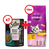 Whiskas Сухий корм для кішок смачні подушечки з куркою 14 кг